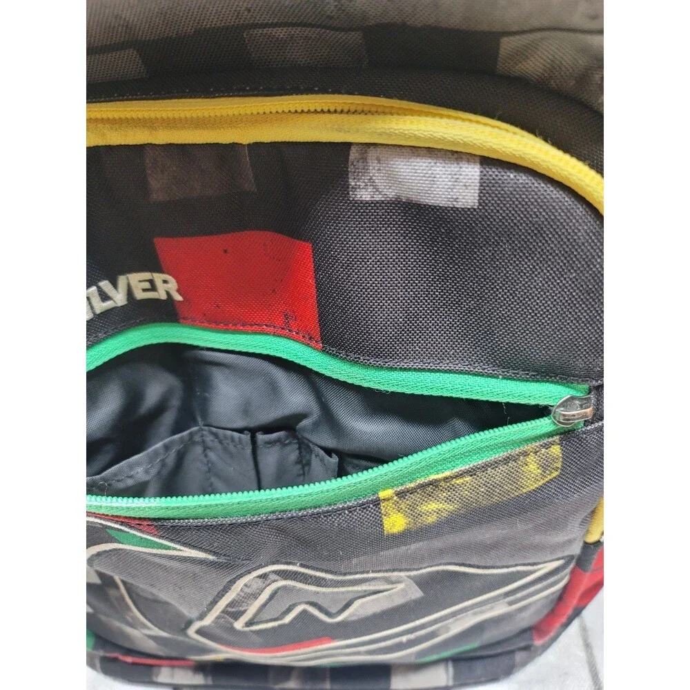 Quiksilver Backpack DNA Rasta Colorful Block Book Bag Surf Beach Backpack Rare